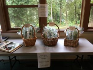 Three baskets of wrapped tree saplings