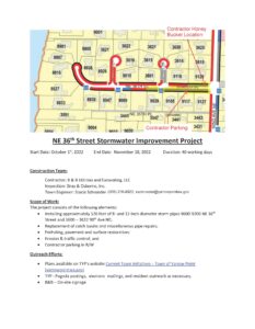 Map showing highlighted NE 36th stormwater route