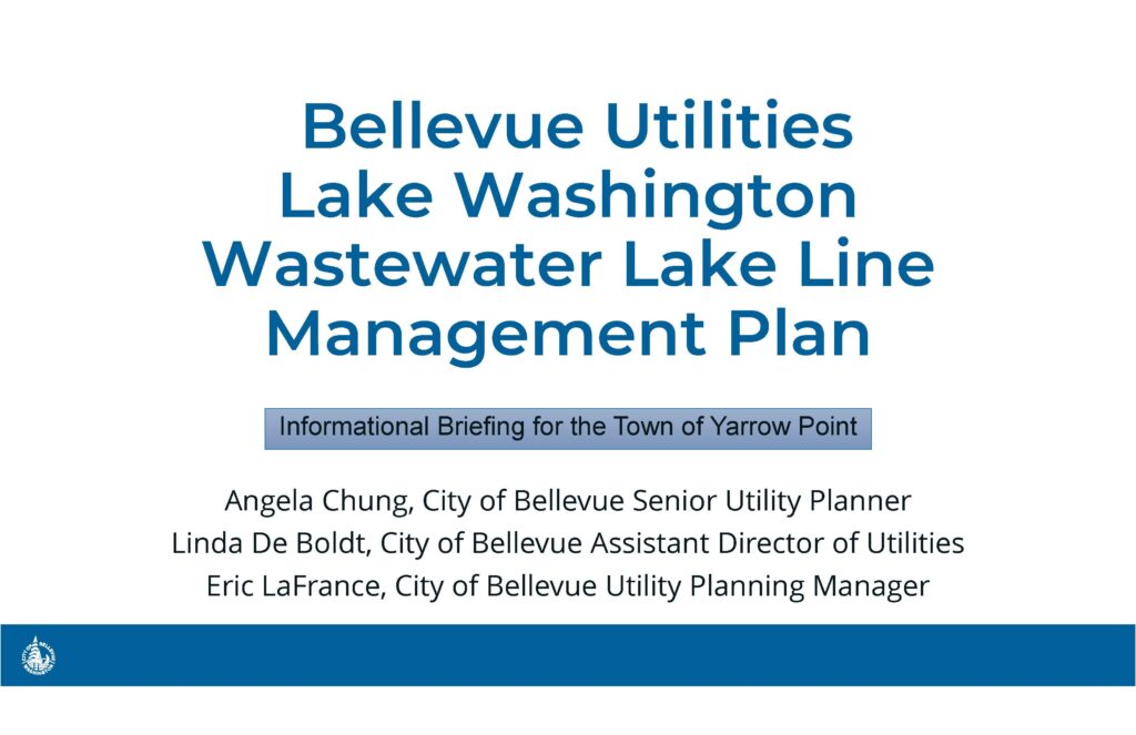 Bellevue Utilities Lake Washington wastewater plan slide