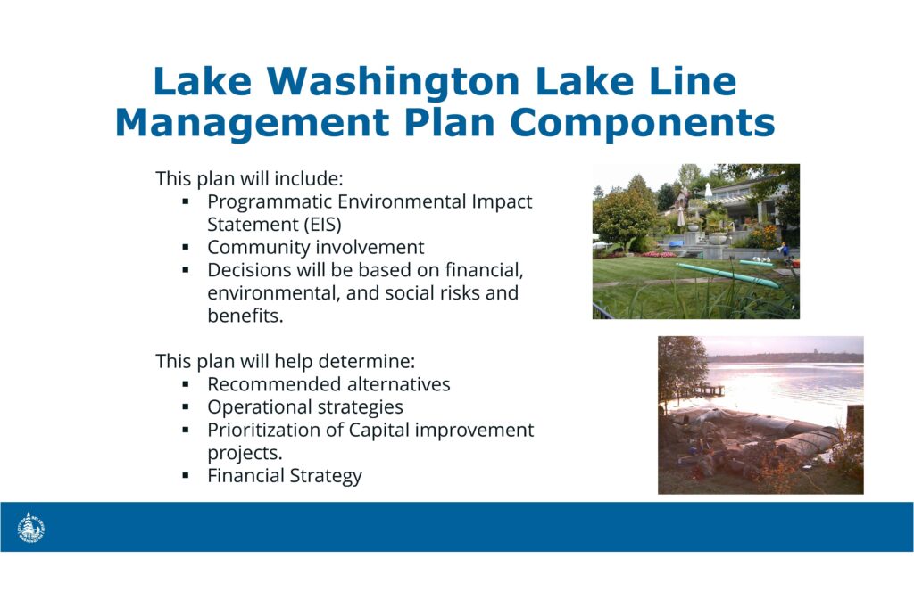 Lake Washington management plan slide showing shoreline
