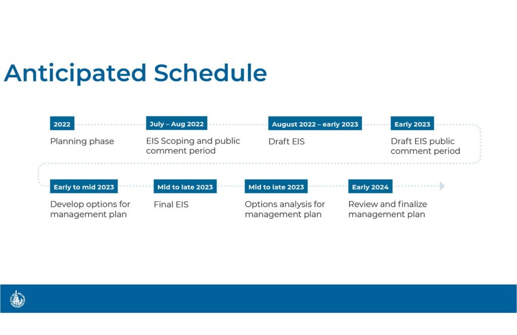 Anticipated schedule timeline for EIS process