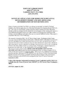 Yarrow Point shoreline permit notice