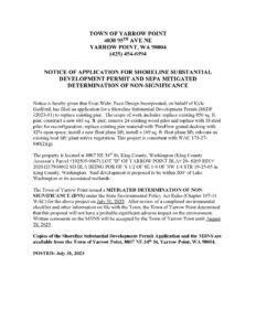 Yarrow Point shoreline development permit public notice