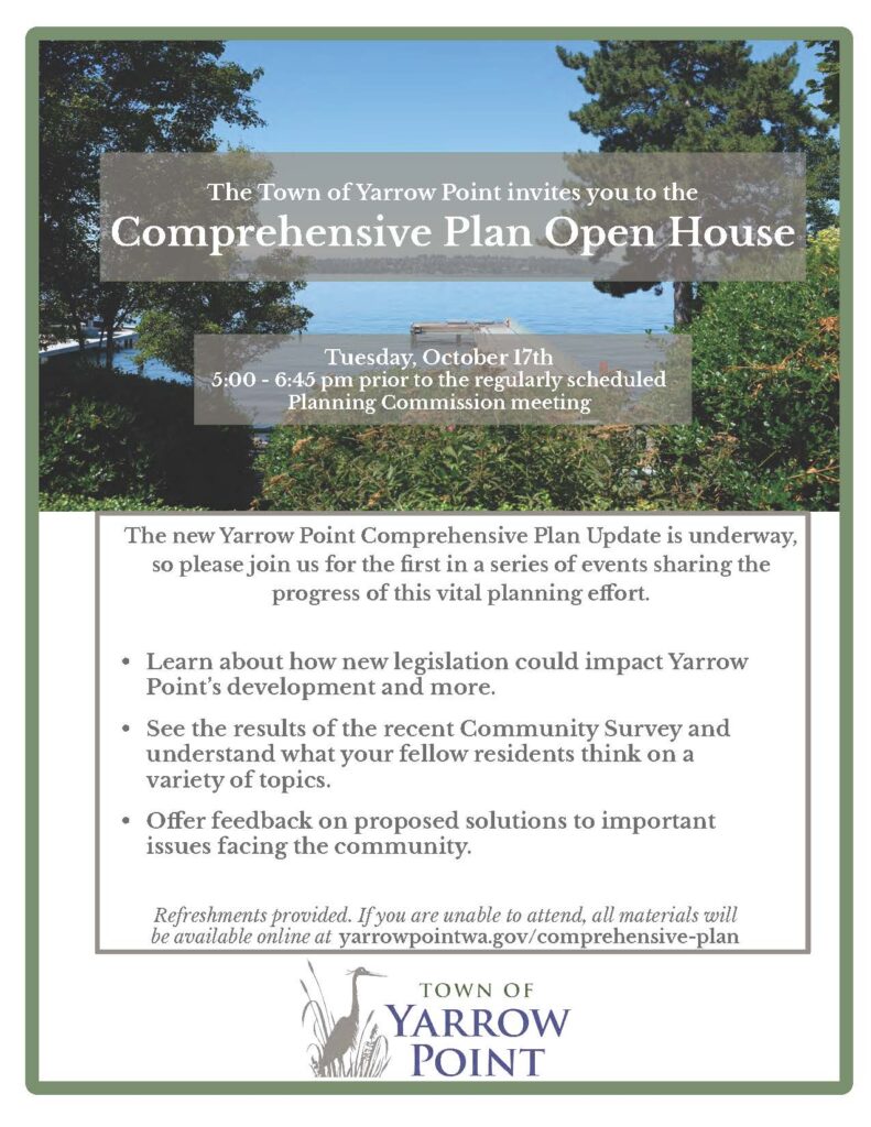 Yarrow Point Comprehensive Plan Open House flyer
