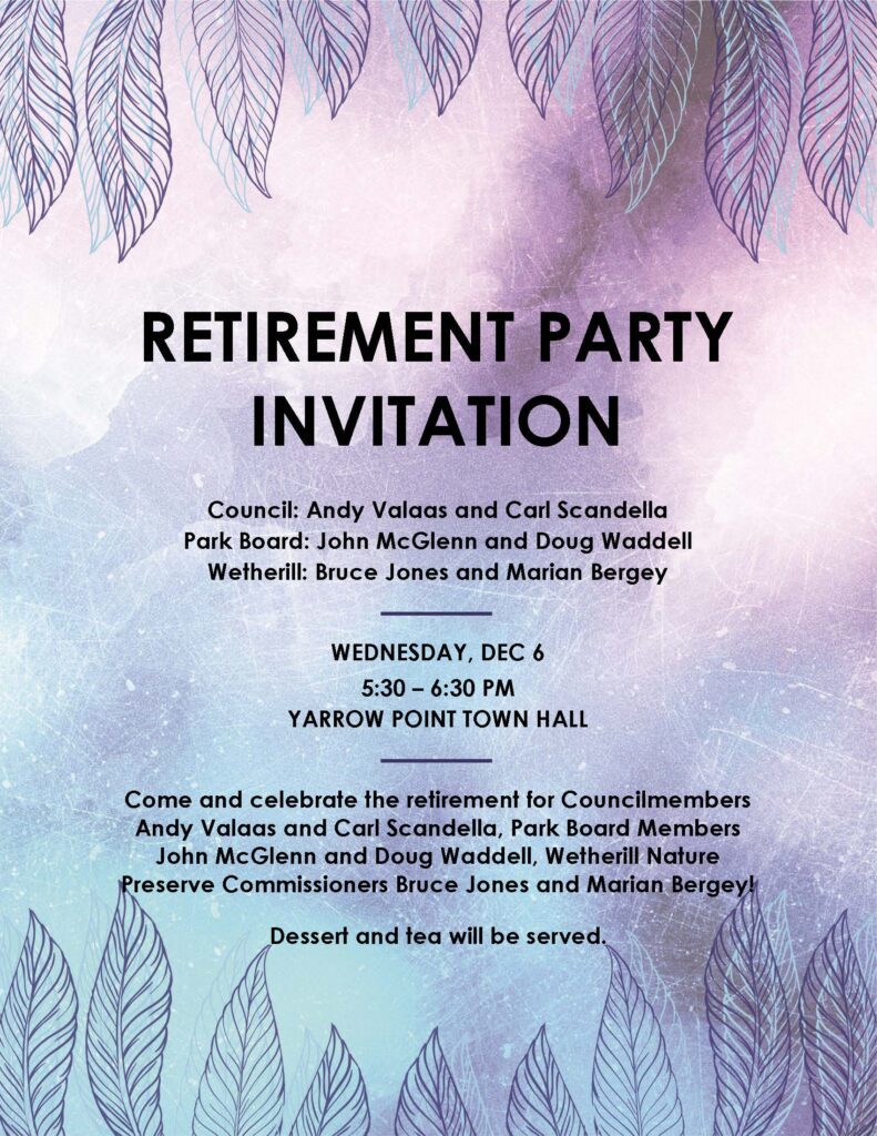 Retirement party invitation with purple leaf background