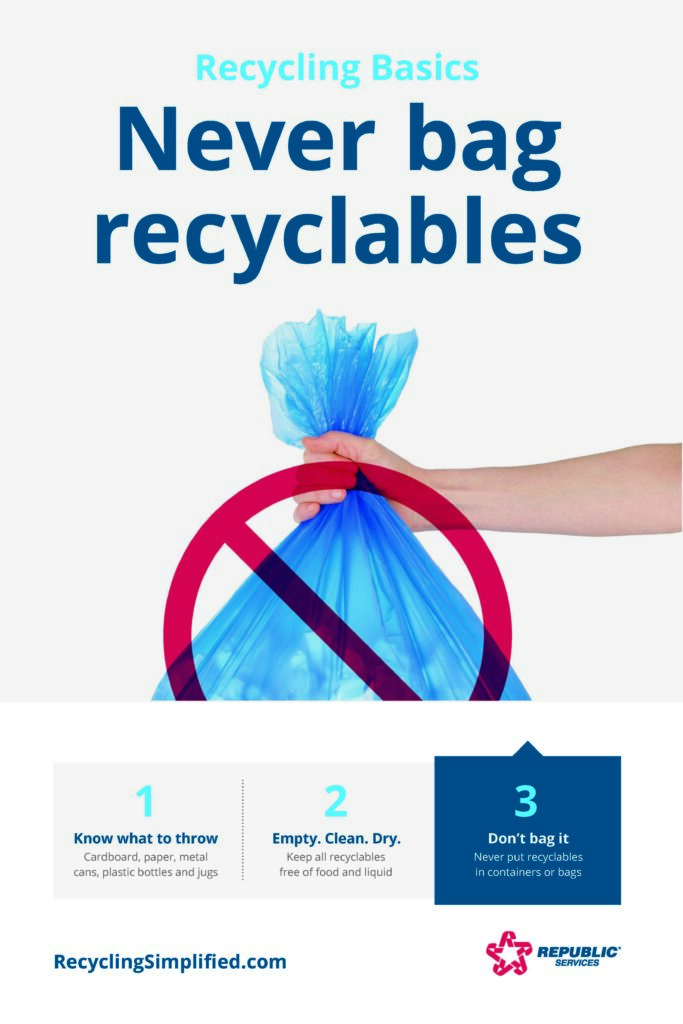 Do not bag recyclables sign