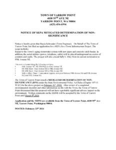 Yarrow Point SEPA mitigated determination notice