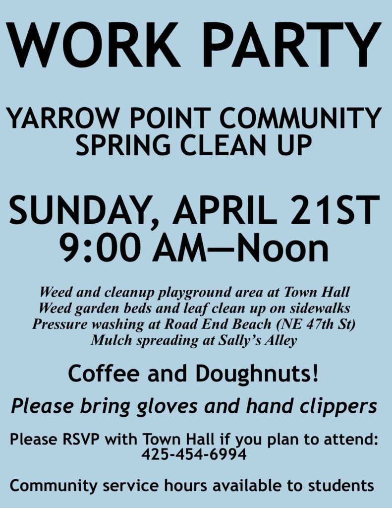 Yarrow Point community spring clean-up flyer