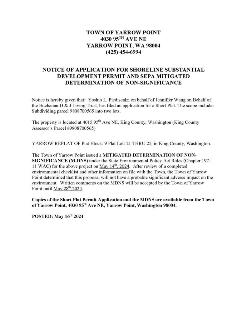 Posting notice for 4015 95th Ave NE