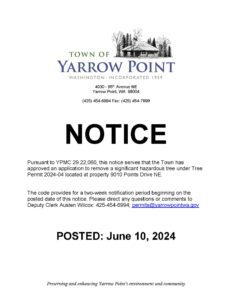 Official Town of Yarrow Point notice poster