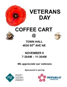 Veterans Day coffee cart flyer with poppy