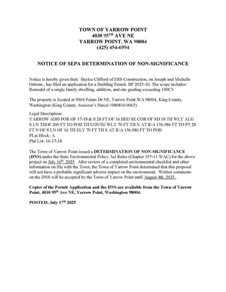 Yarrow Point DNS notice July 2025