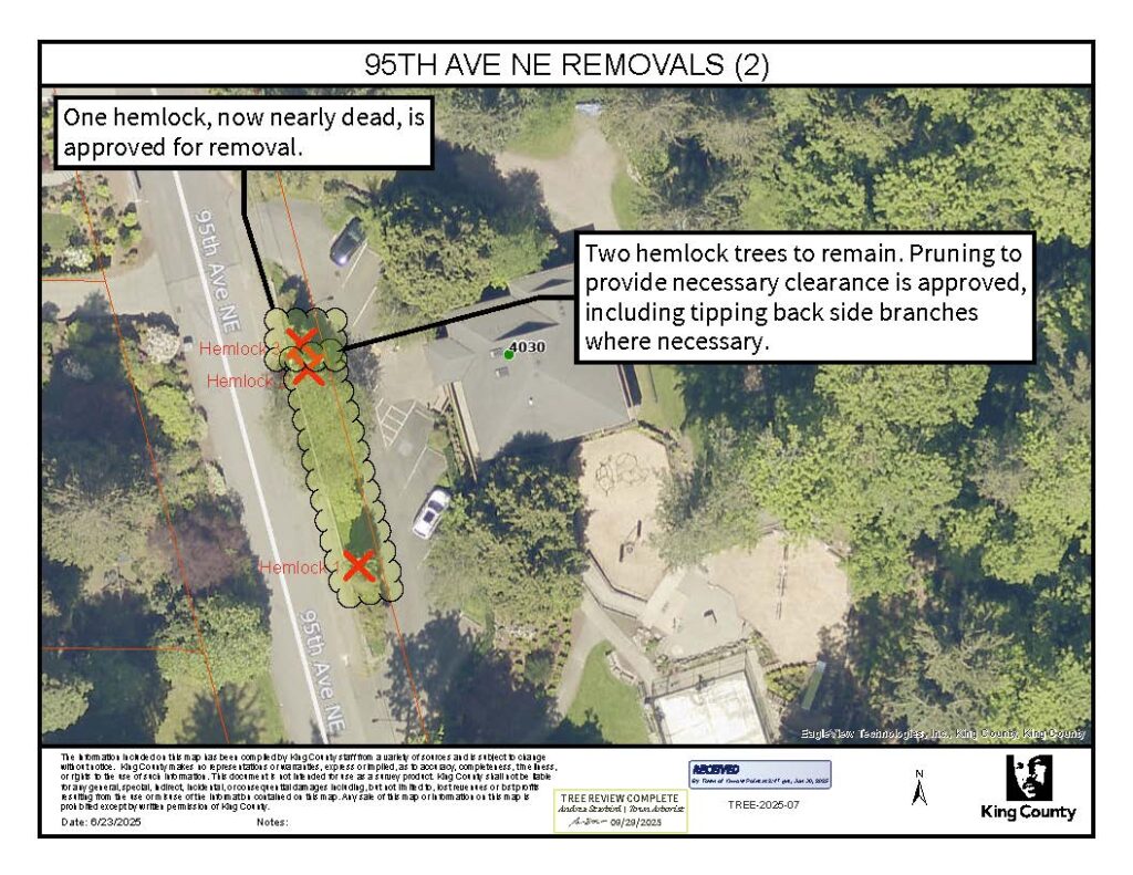 Aerial map 95th Ave NE hemlock removals