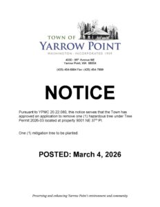 Town of Yarrow Point public notice