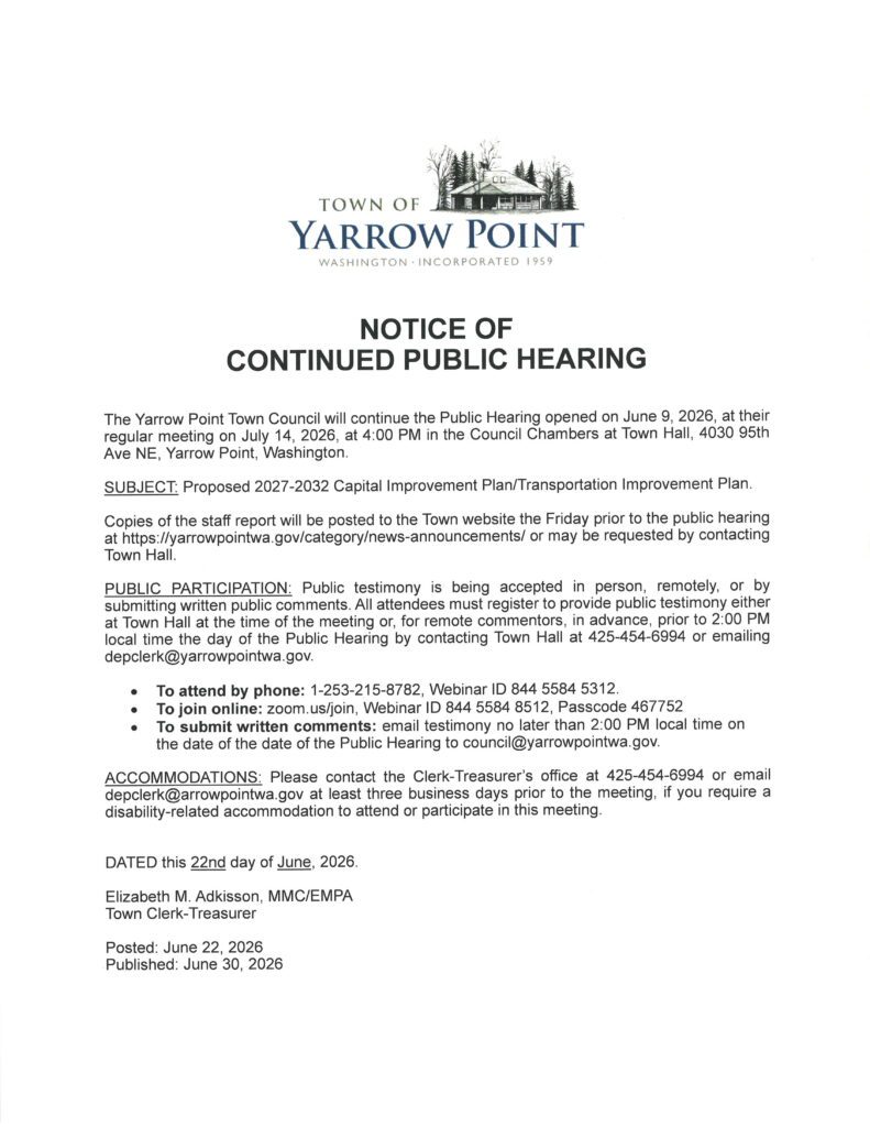 CIP continued hearing notice July 14 2026
